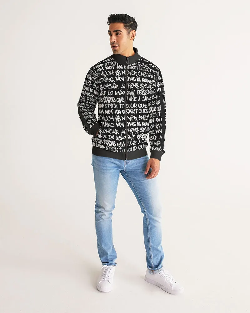 Empowering Graffiti Men's Stripe-Sleeve Track Jacket