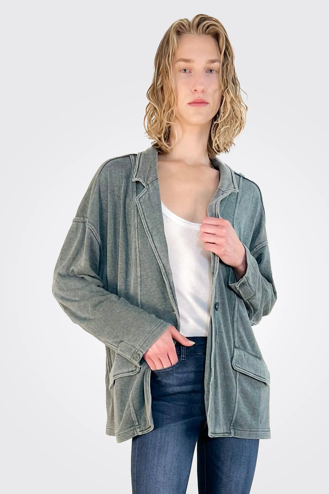 Fleece Blazer - Hunter Green