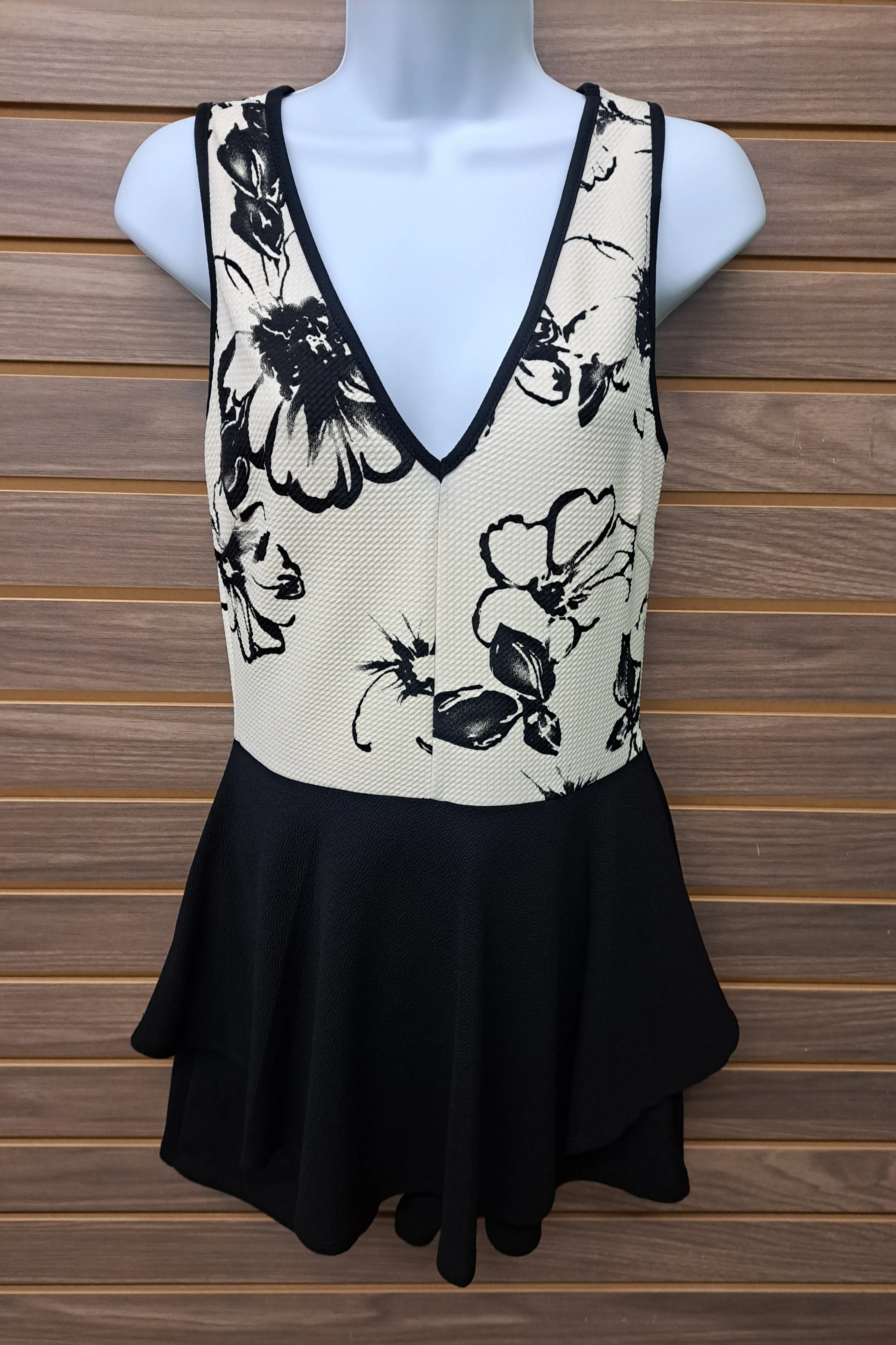 Floral & Black Romper