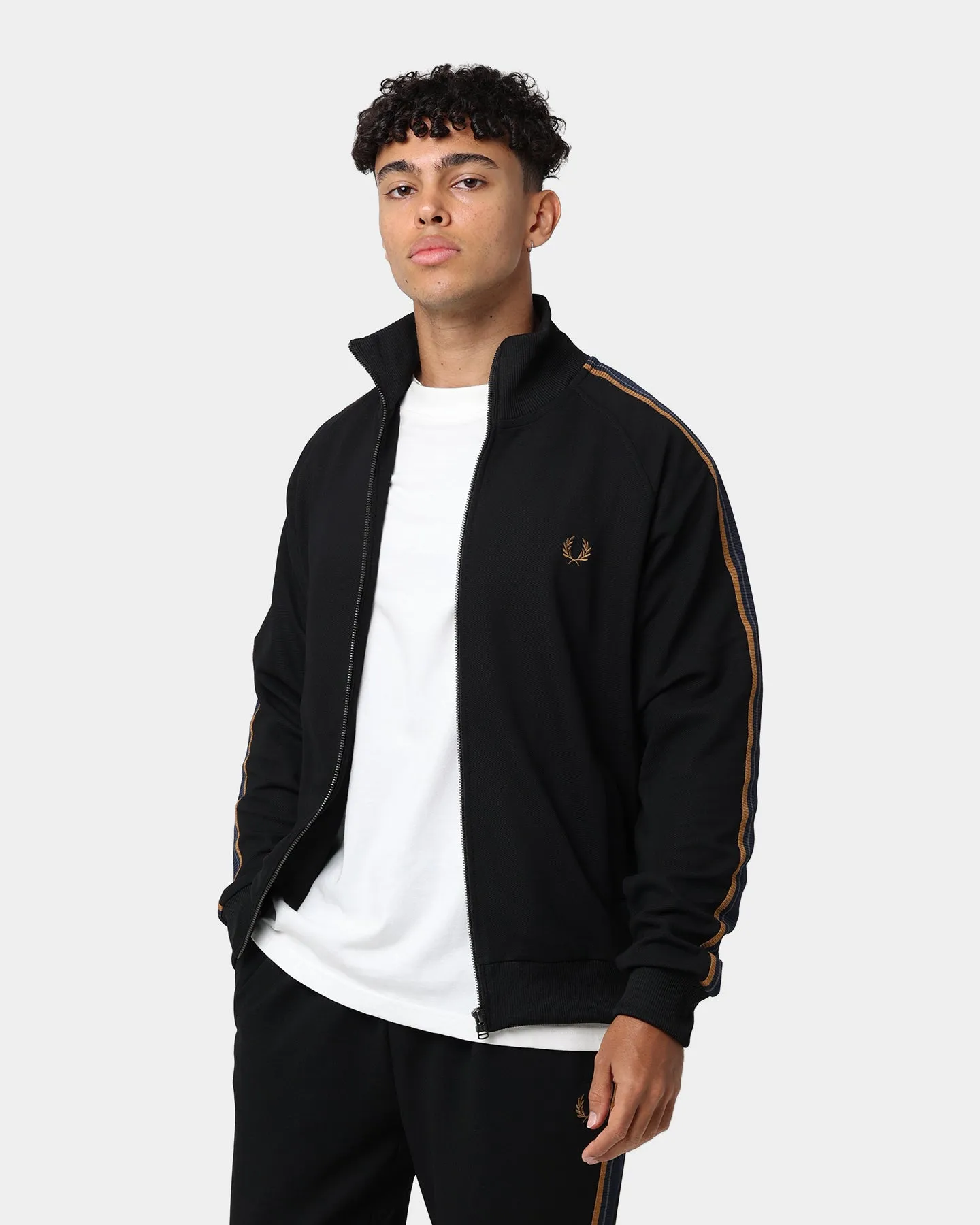 Fred Perry Medal Tape Track Jacket Black