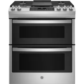 GE® 30" Slide-In Gas Double Oven Range with No Preheat Air Fry Stainless Steel - JCGSS86SPSS