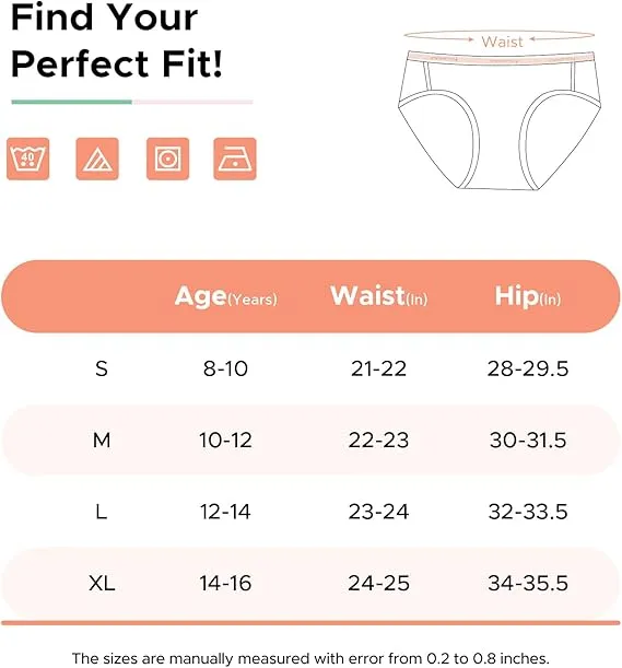 Girls’ Underwear Cotton Breathable Hipster Briefs Girls Panties 6 Pack