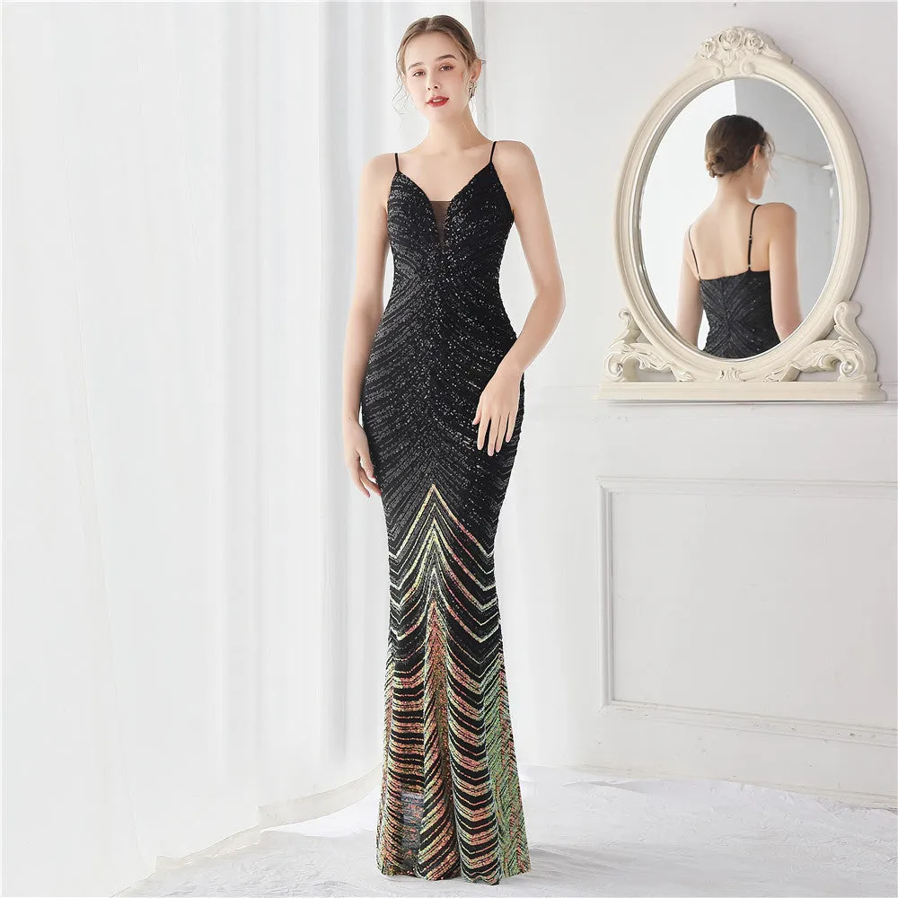 Harmonia-19096-Wave Gradient Beaded Formal Dress