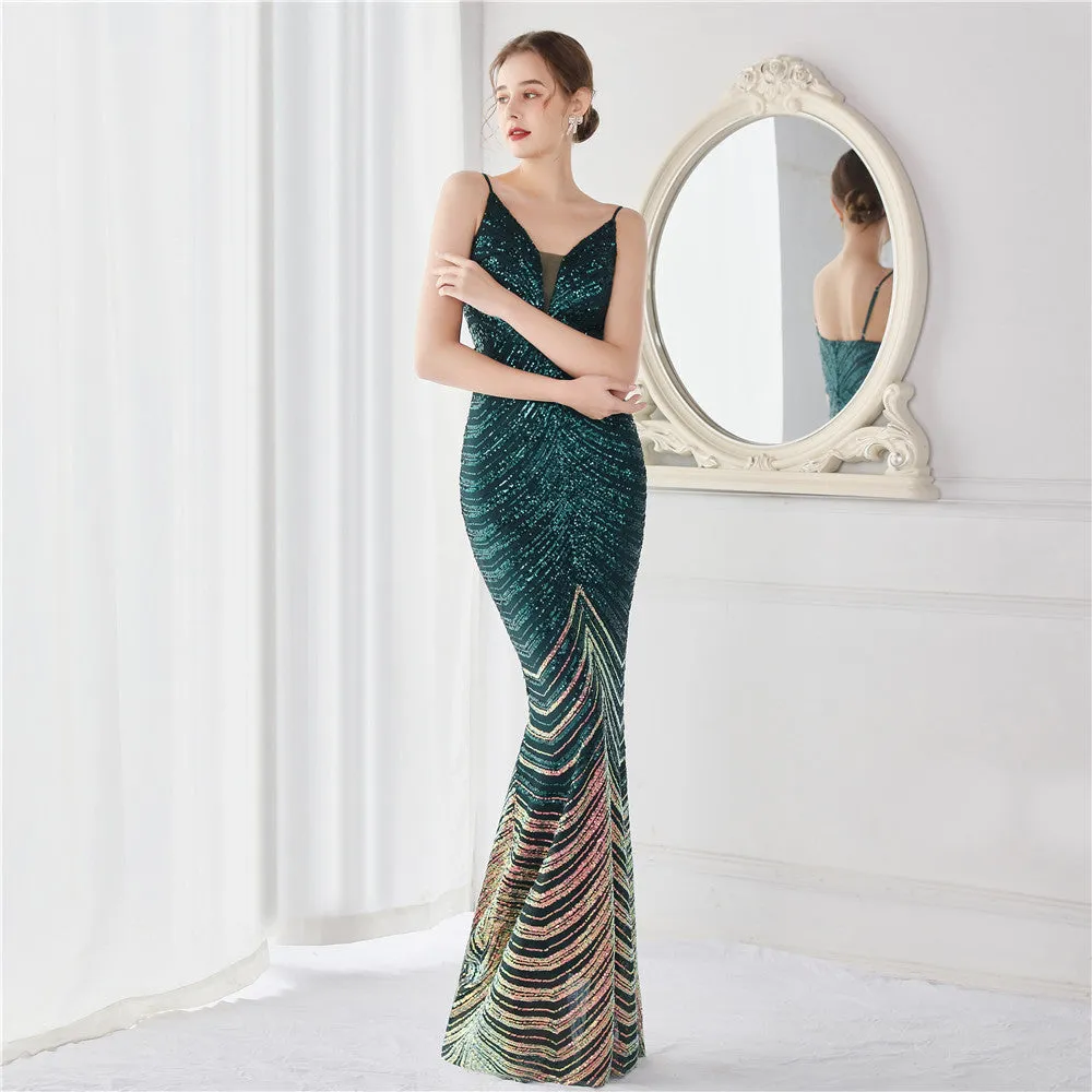 Harmonia-19096-Wave Gradient Beaded Formal Dress