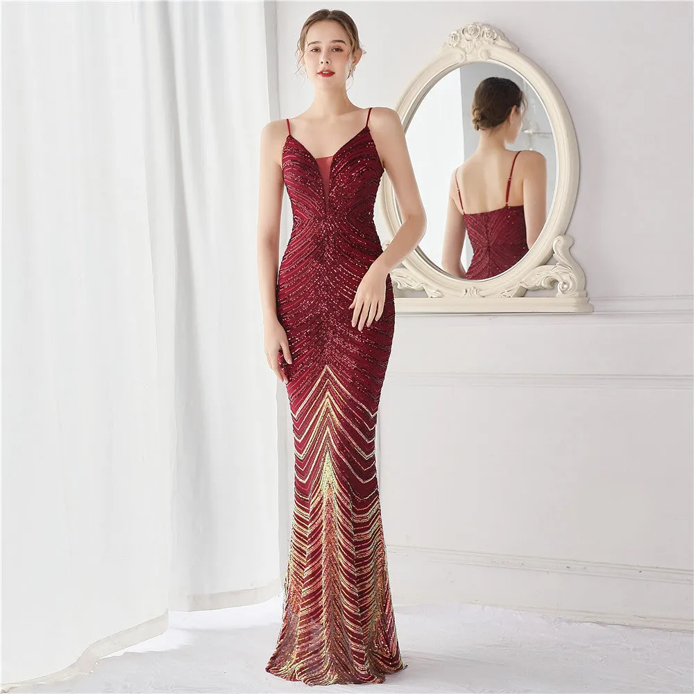 Harmonia-19096-Wave Gradient Beaded Formal Dress