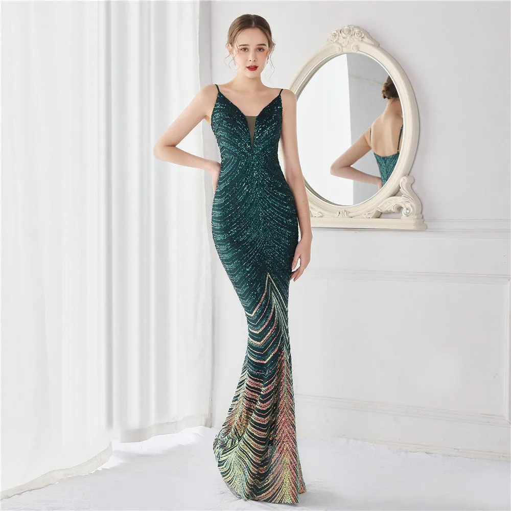 Harmonia-19096-Wave Gradient Beaded Formal Dress