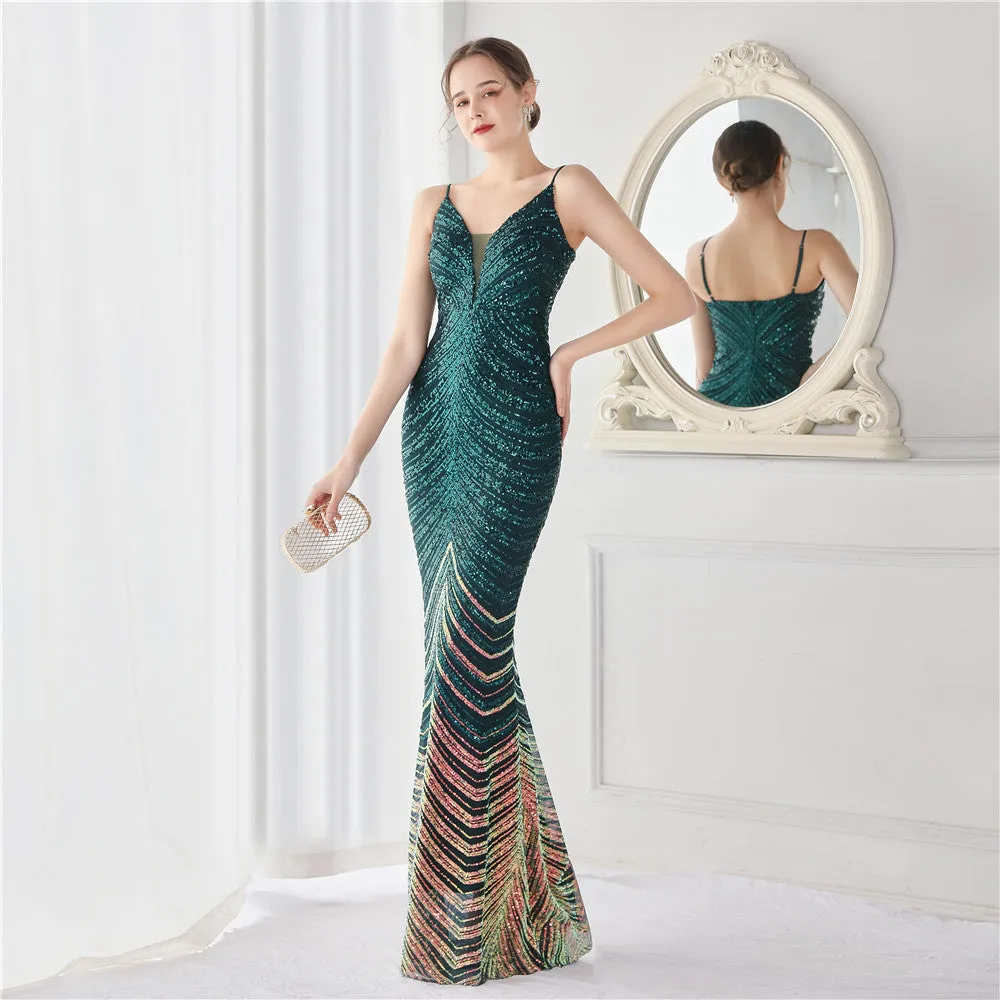 Harmonia-19096-Wave Gradient Beaded Formal Dress