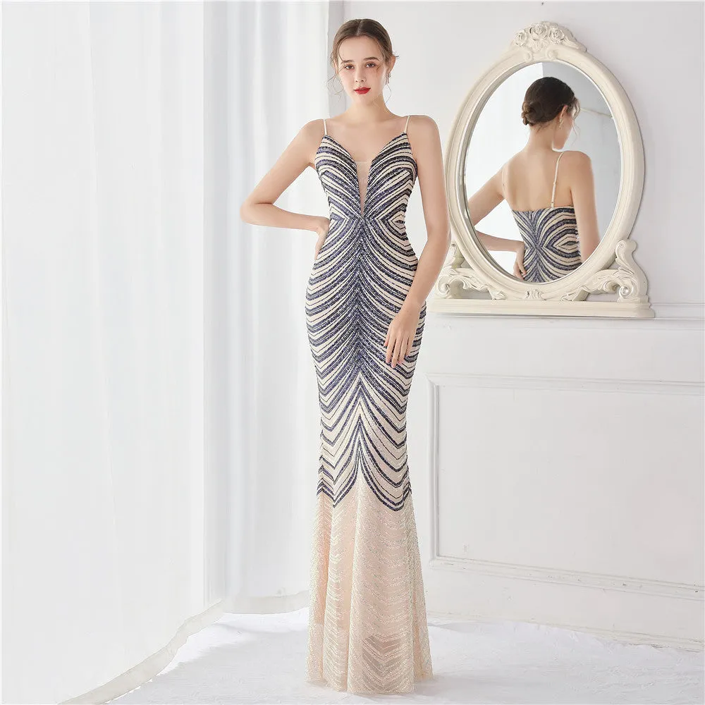 Harmonia-19096-Wave Gradient Beaded Formal Dress