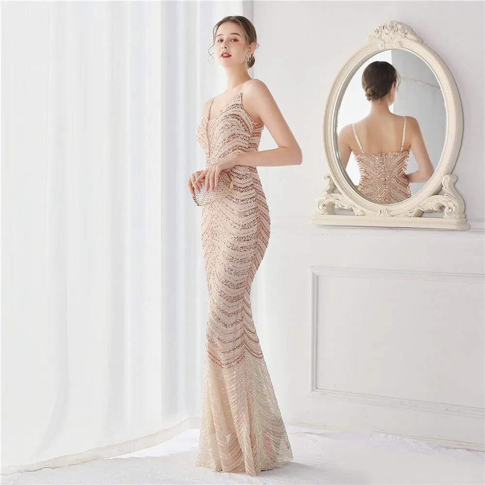 Harmonia-19096-Wave Gradient Beaded Formal Dress