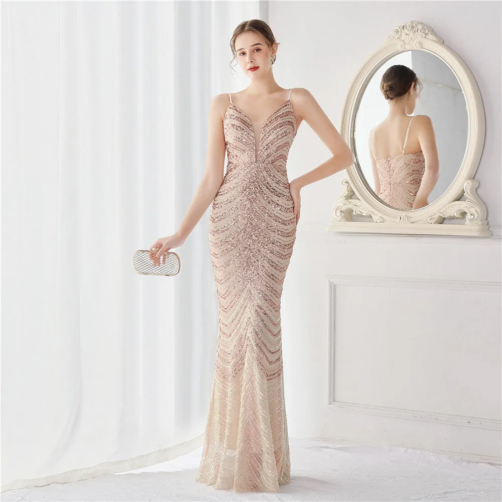 Harmonia-19096-Wave Gradient Beaded Formal Dress