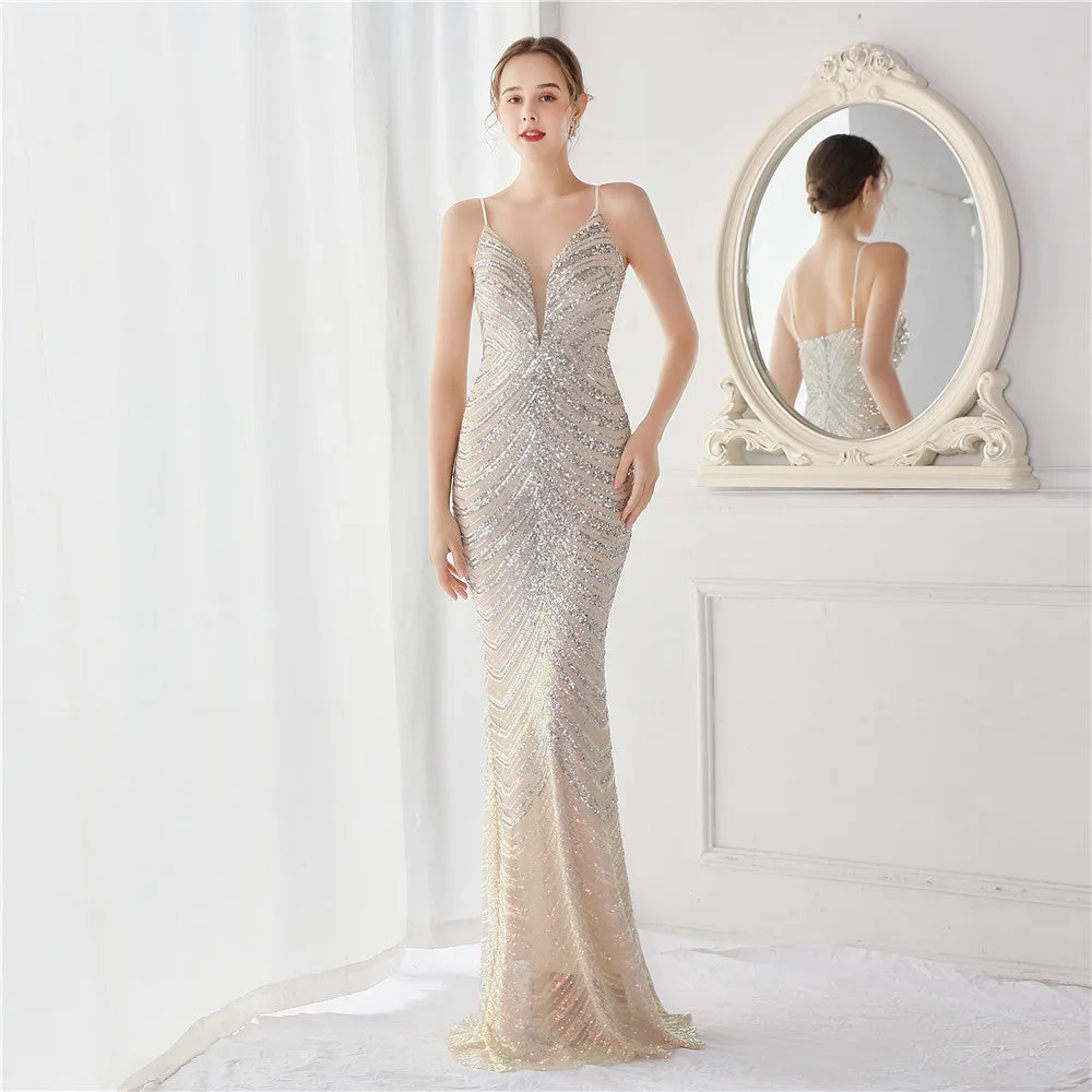 Harmonia-19096-Wave Gradient Beaded Formal Dress