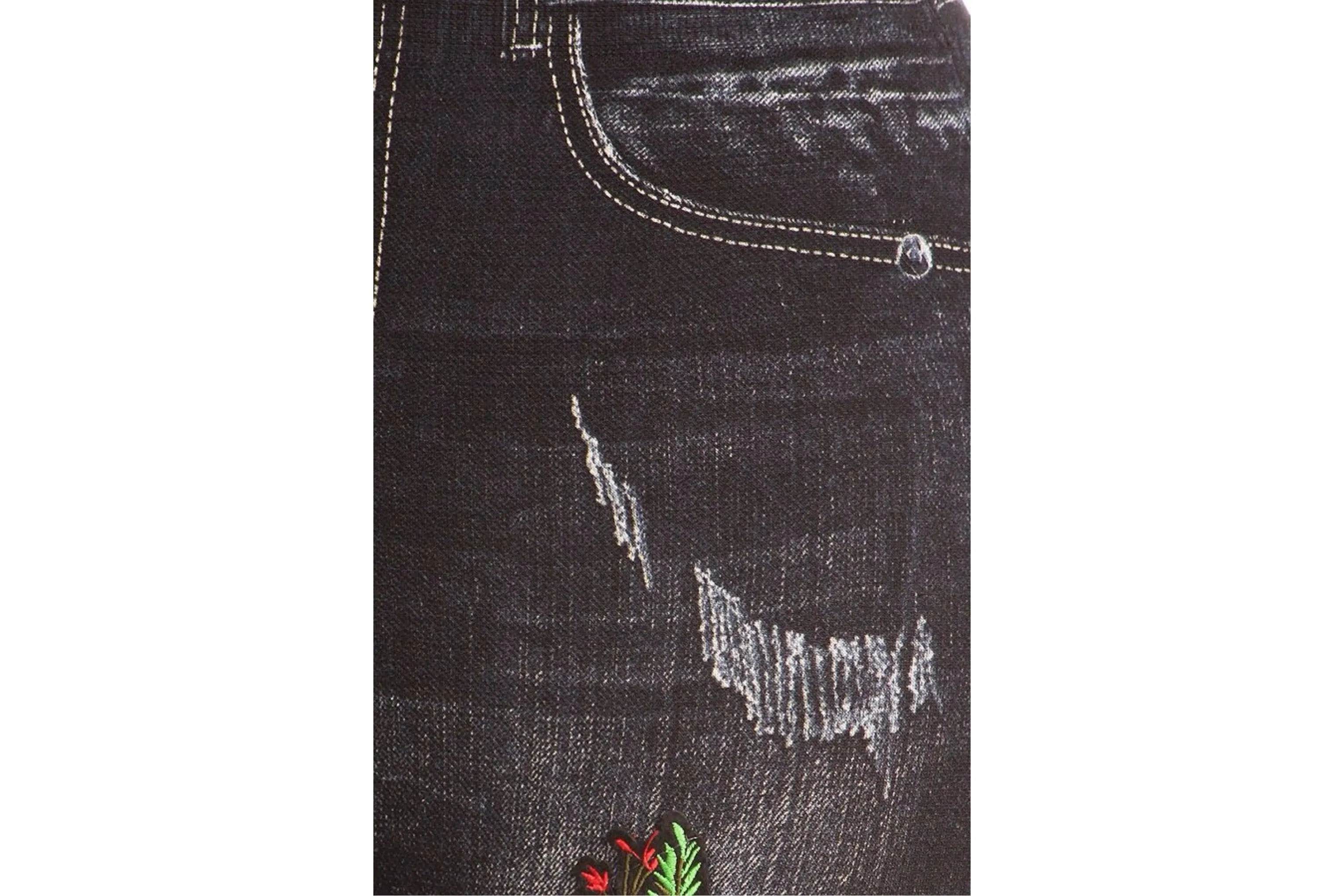 High Waist Red Rose Patch Jean Leggings