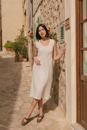 Ines slip midi linen dress in Cream