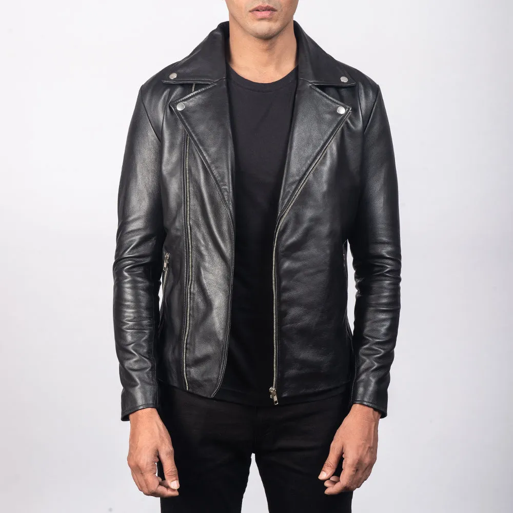 Jesse Black Leather Biker Jacket