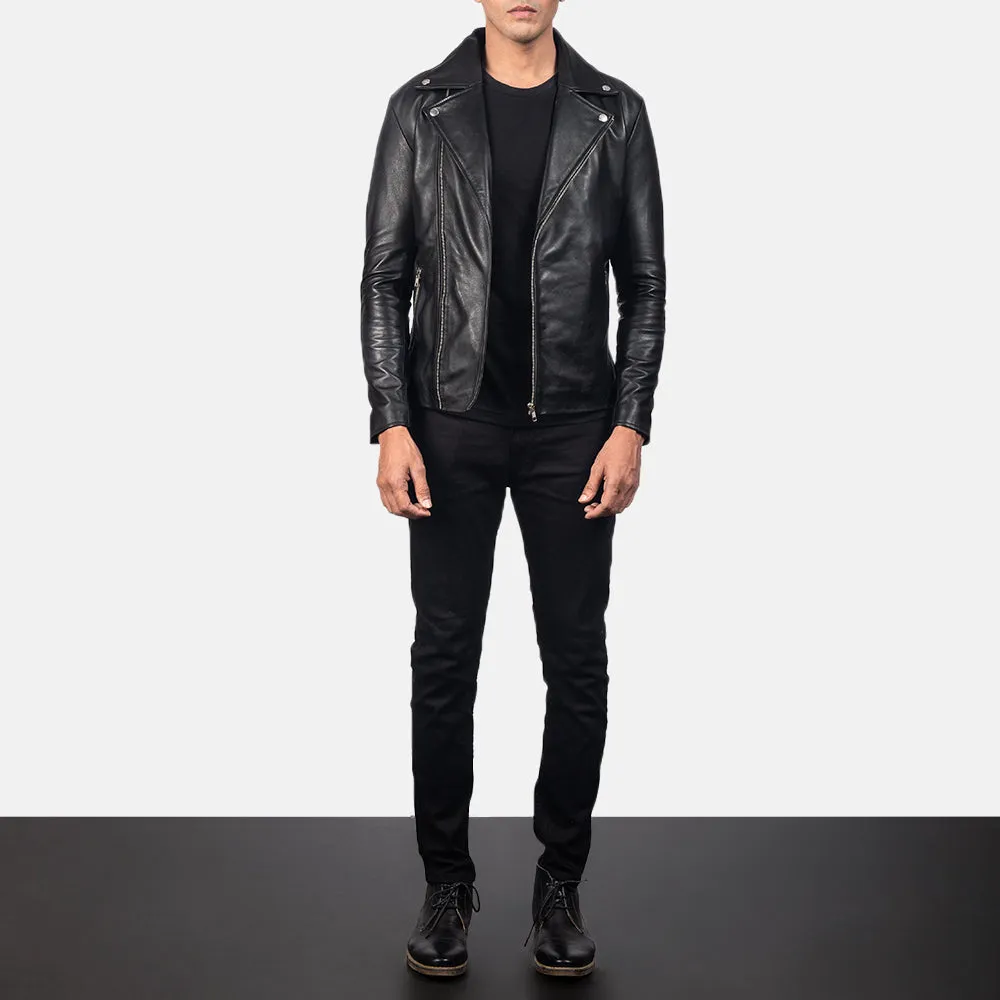 Jesse Black Leather Biker Jacket