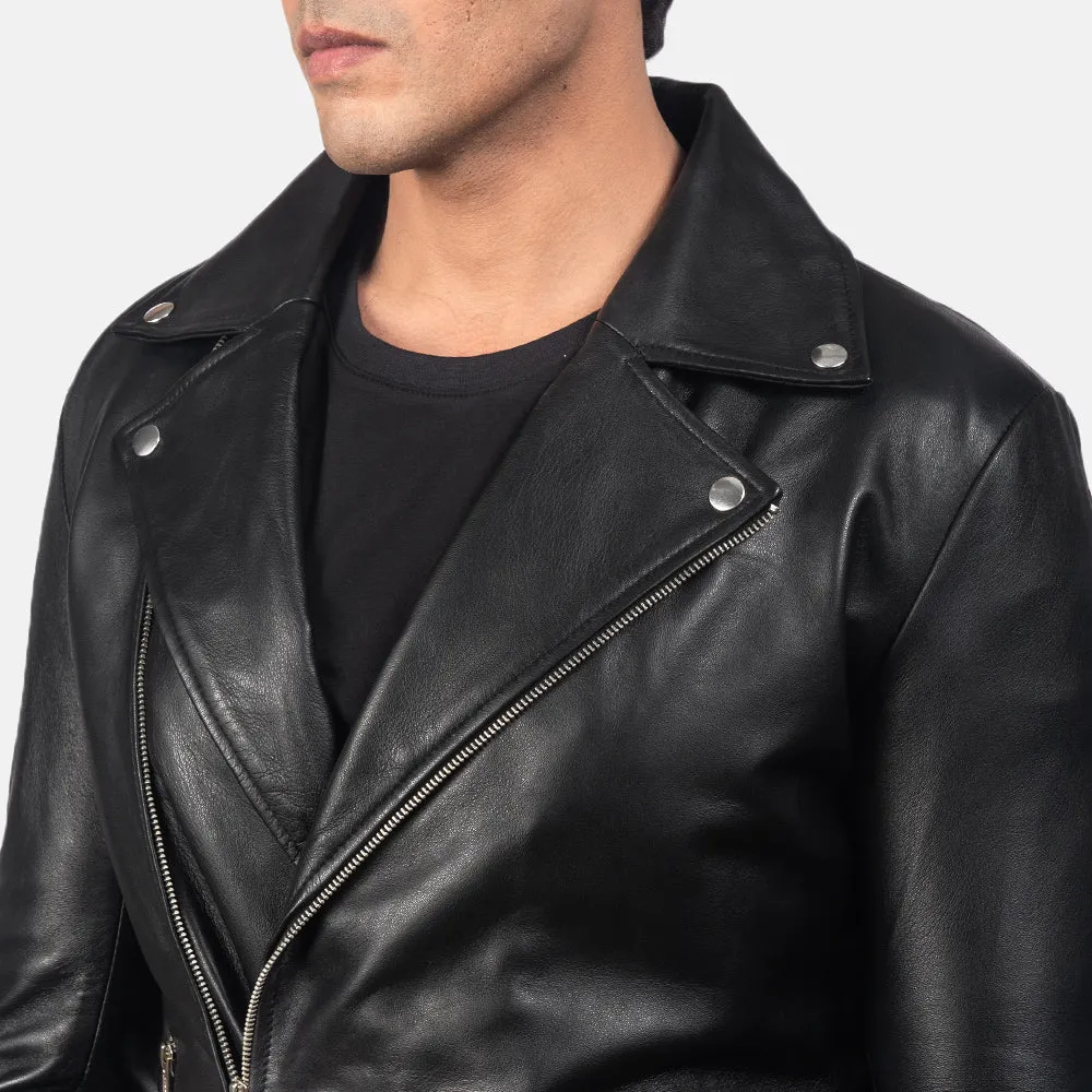 Jesse Black Leather Biker Jacket