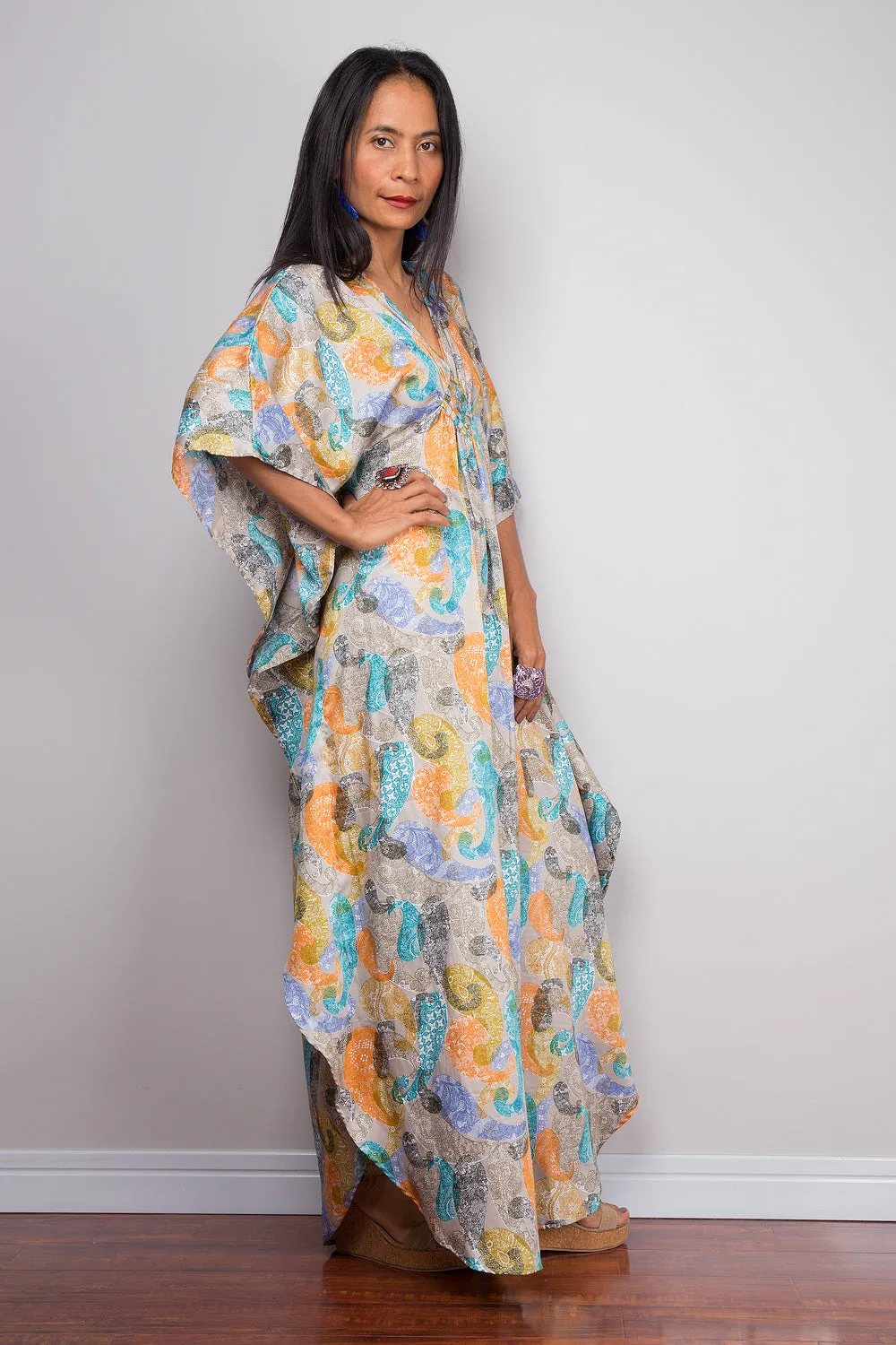 Kaftan, Paisley dress, Loose fit dress, Maxi dress