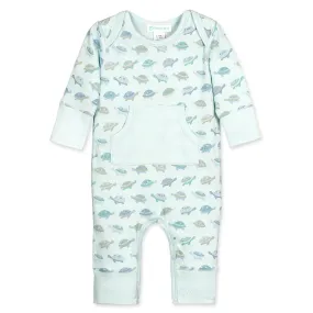 Kangaroo Romper - Turtles on Aqua  100% Pima Cotton by Feather Baby