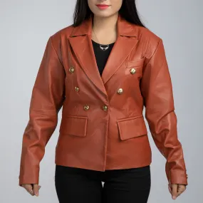 Laila Brown Leather Womens Blazer