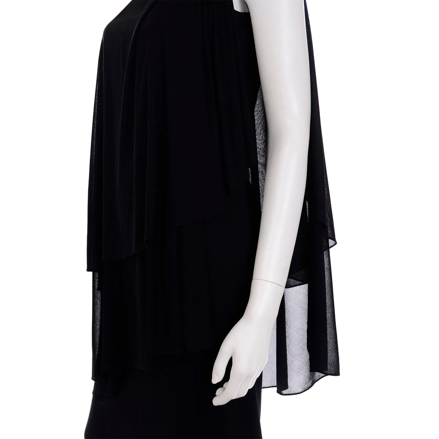 Lilli Diamond Vintage Black Grecian Style One Shoulder Evening Dress