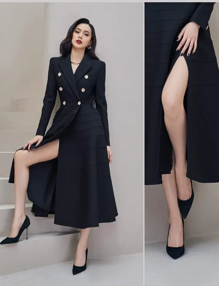 Long Sleeve Midi Dress-Hazel