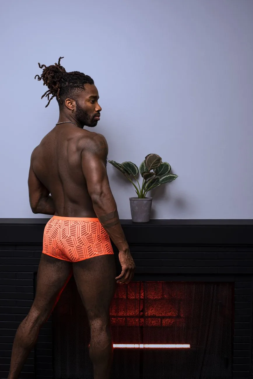 Male Power 125-284 Rude Awakening Cheeky Cutout Short Color Neon Orange