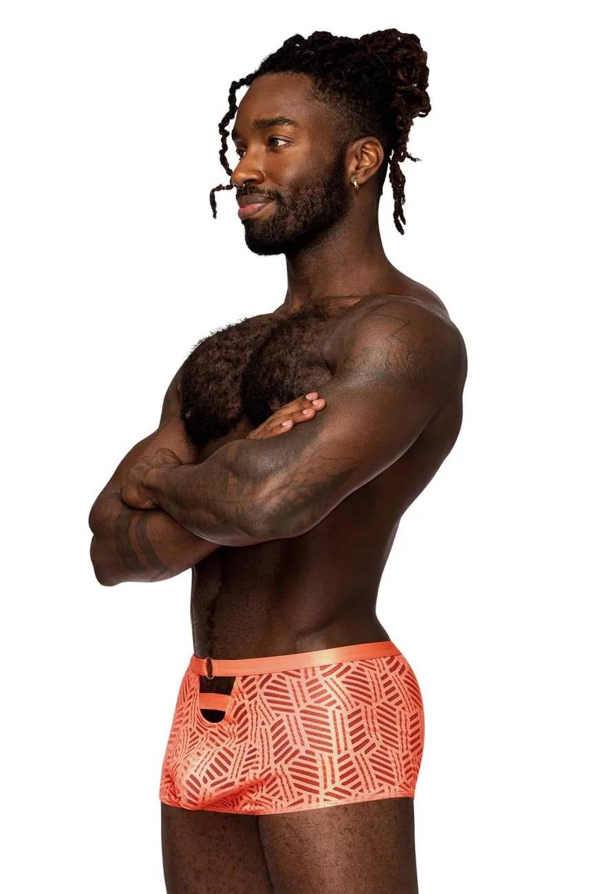 Male Power 125-284 Rude Awakening Cheeky Cutout Short Color Neon Orange