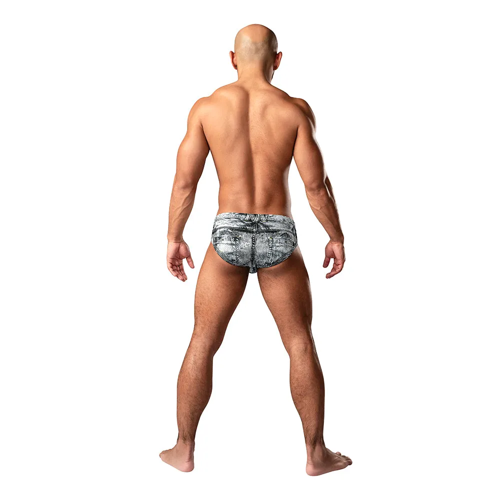 Male Power Dirty Denim Bikini Denim Print M