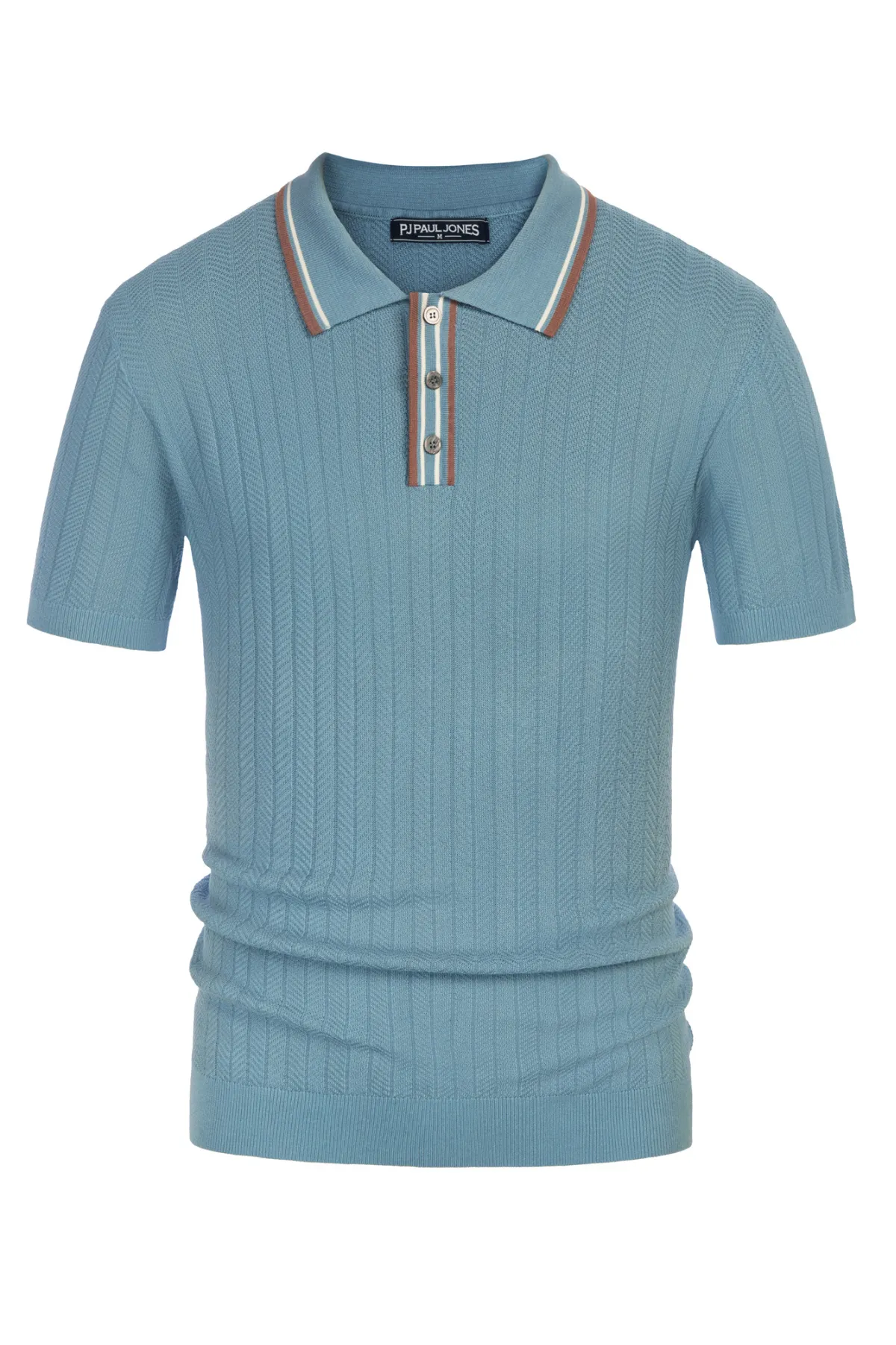 Mens Knitted Polo Shirts Short Sleeve Textured Pullover Golf Polo Pullover T Shirts