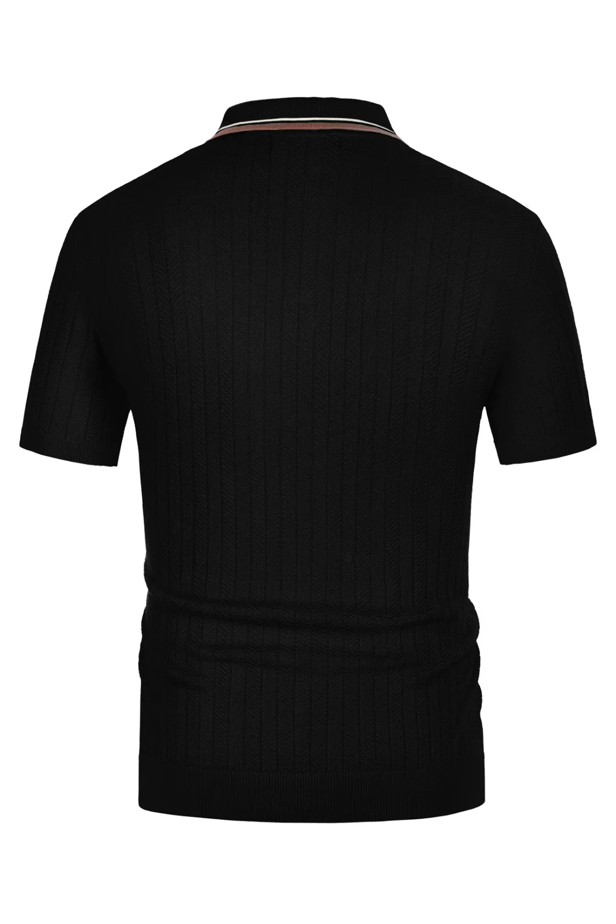 Mens Knitted Polo Shirts Short Sleeve Textured Pullover Golf Polo Pullover T Shirts