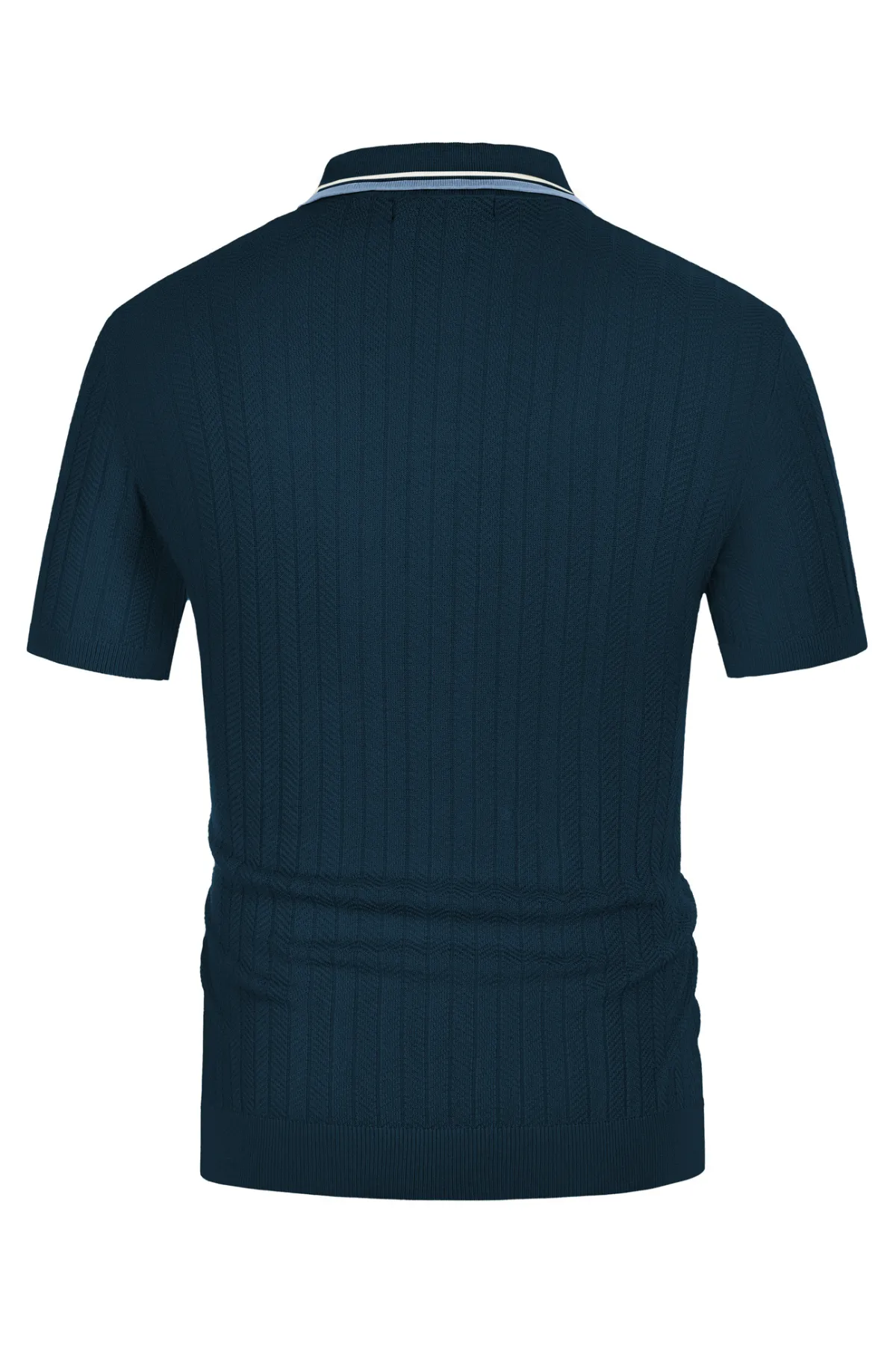 Mens Knitted Polo Shirts Short Sleeve Textured Pullover Golf Polo Pullover T Shirts