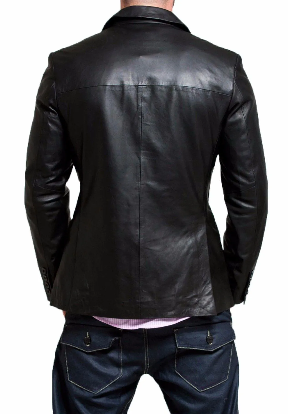 Men's TWO BUTTON Stylish Leather Blazer TB012