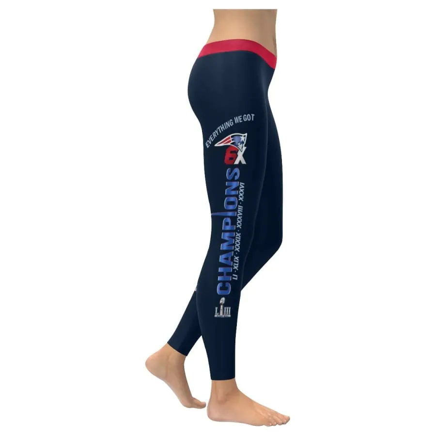 New england patriots Leggings Navy Blue Red|Nfl Super bowl 6x champions Yoga Pants