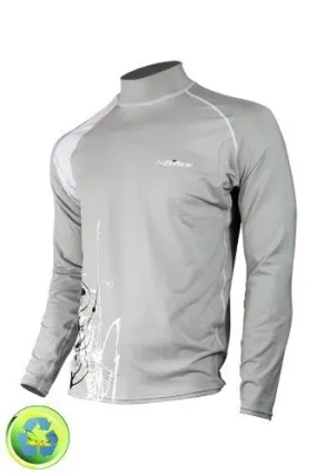 New Tilos Men's 6oz Anti-UV Long Sleeve Rash Guard (Large) for Scuba Diving, Snorkeling, Swimming & Surfing - Grey/White