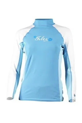 New Tilos Women's 6oz Anti-UV Long Sleeve Rash Guard (X-Large) for Scuba Diving, Snorkeling, Swimming & Surfing - Blue/White