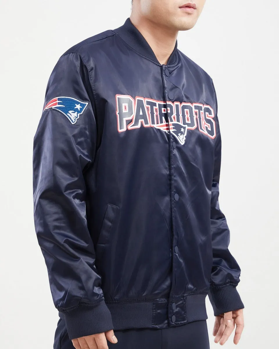 NFL NEW ENGLAND PATRIOTS BIG LOGO MEN'S SATIN JACKET (MIDNIGHT NAVY)