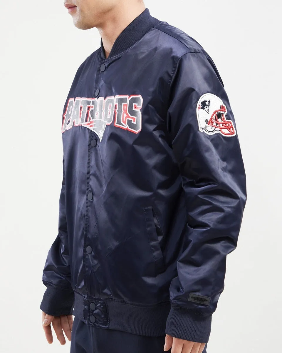 NFL NEW ENGLAND PATRIOTS BIG LOGO MEN'S SATIN JACKET (MIDNIGHT NAVY)