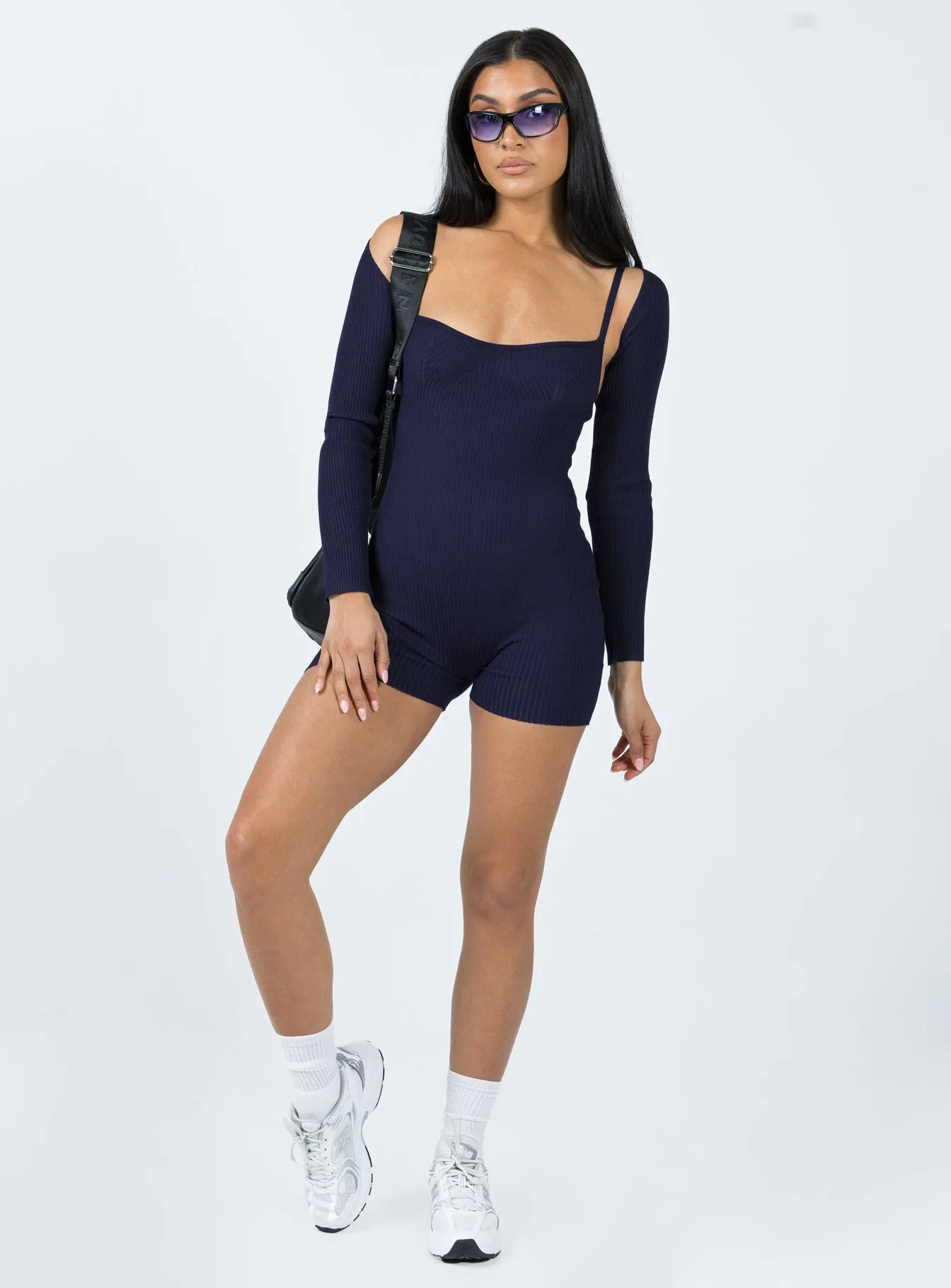 Noelene Bolero Knit Romper Navy