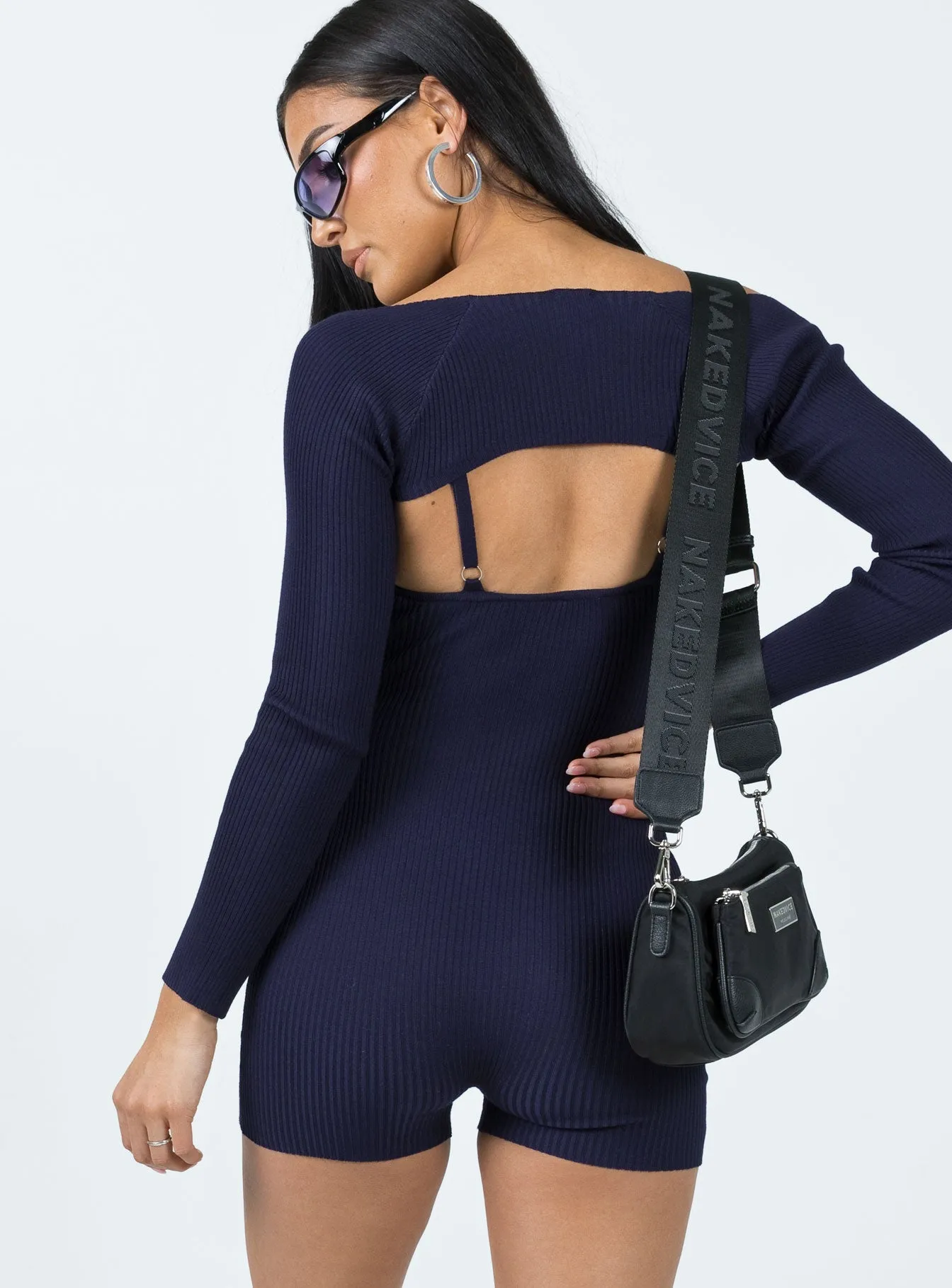 Noelene Bolero Knit Romper Navy