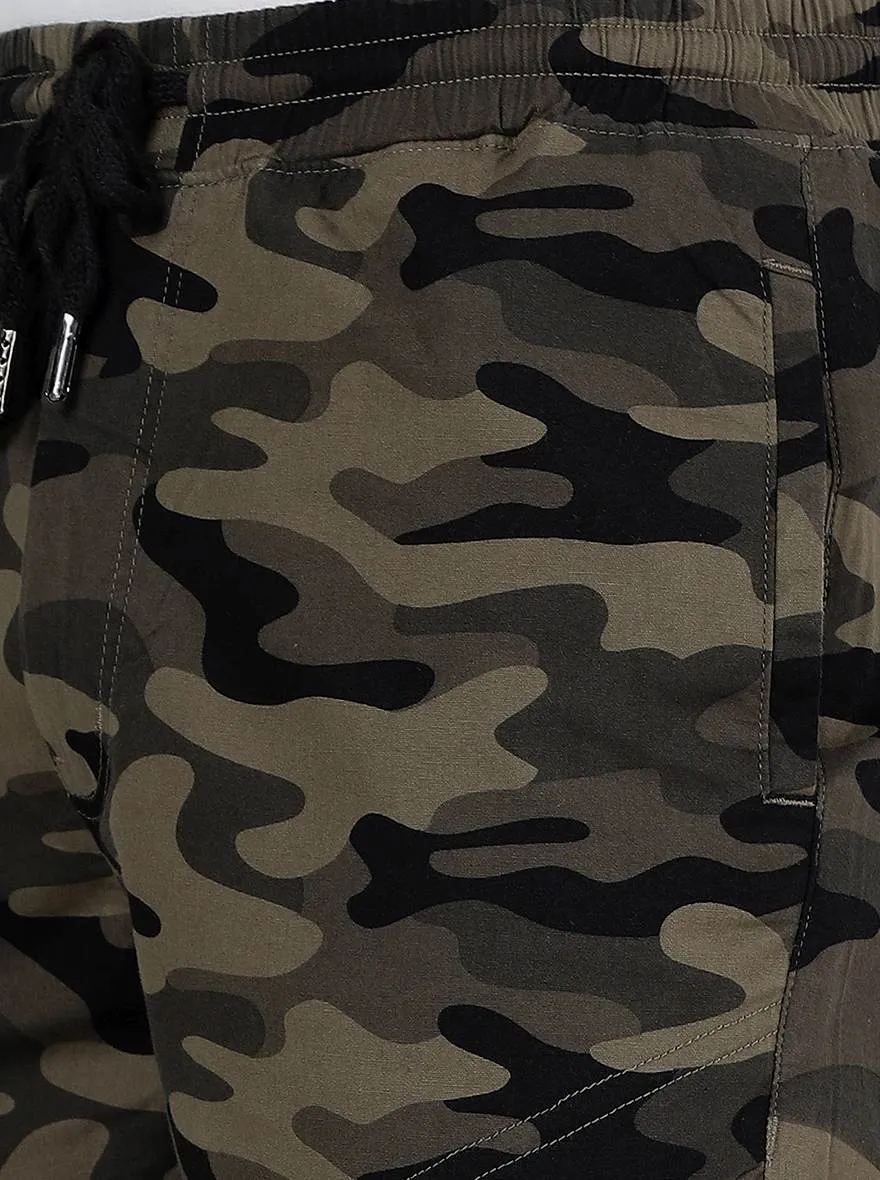 Olive Camo Printed Slim Fit Jogger | Greenfibre