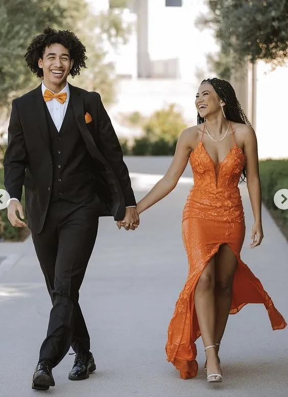 Orange prom dress Evening Gown Long Prom Dresses      fg3207