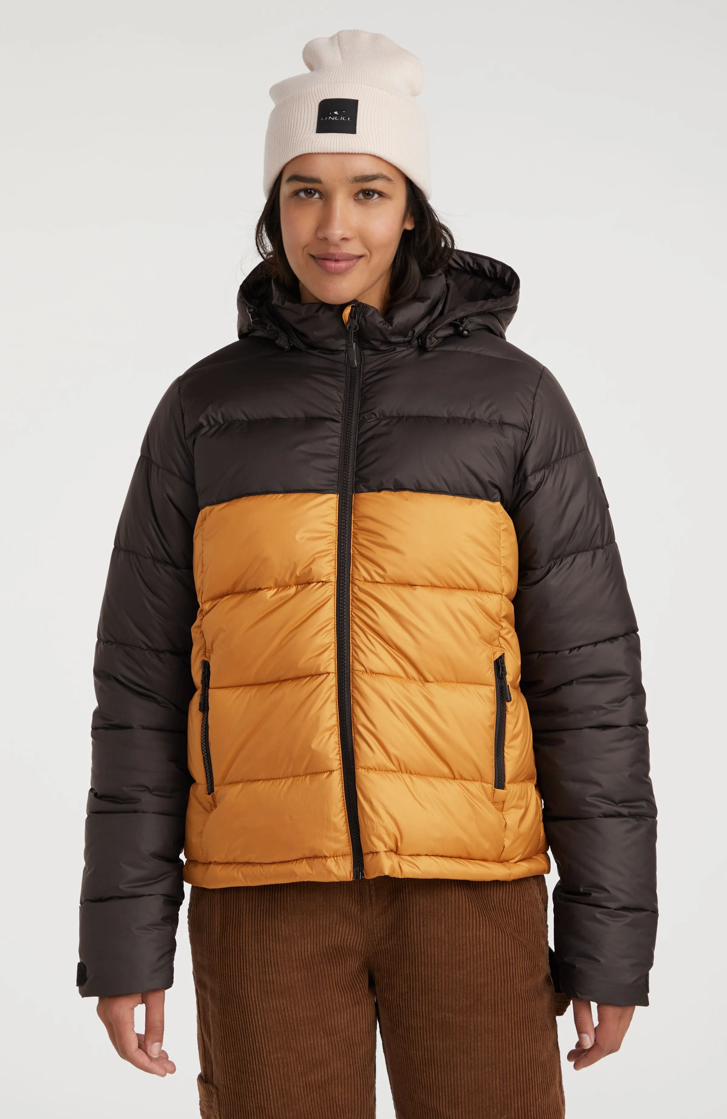 O'Riginals Puffer Jacket | Rich Caramel Colour block