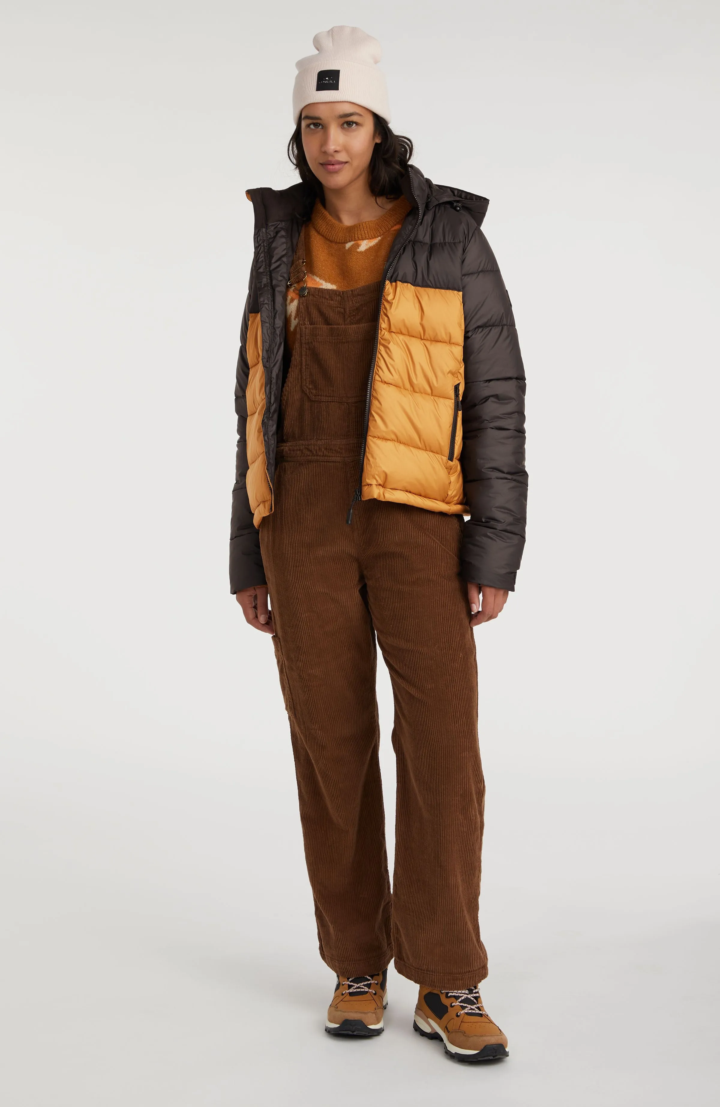 O'Riginals Puffer Jacket | Rich Caramel Colour block