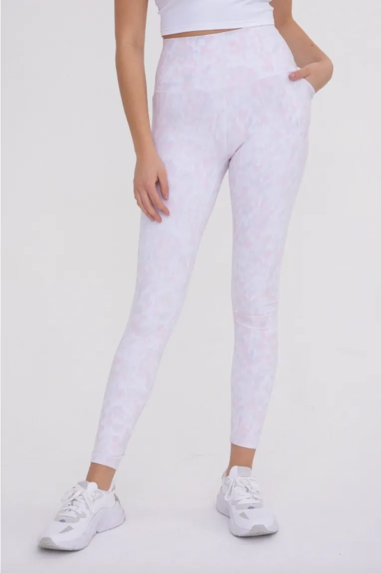 Pastel Splatter High-Waist Leggings with Pockets by Mono B - Final Sale