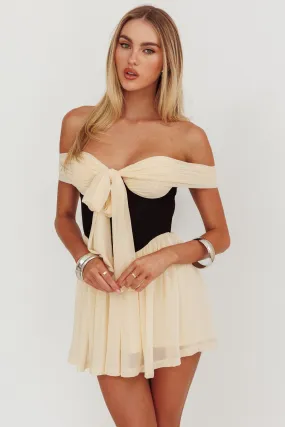 Perfect Worlds Off-Shoulder Romper Ivory/Black