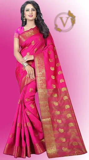 Pink Banarasi Silk Saree