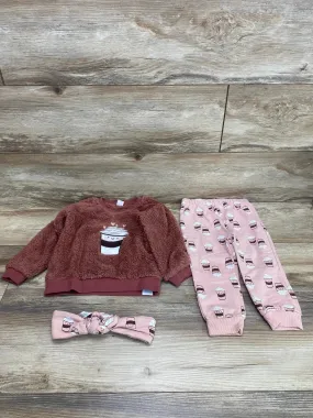 PL Baby 3pc Hot Chocolate Plush Sweatshirt Set Pink sz 24m