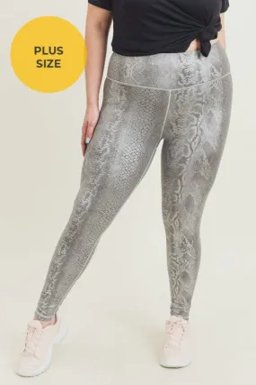 Plus Silver Snake Print Highwaist Leggings