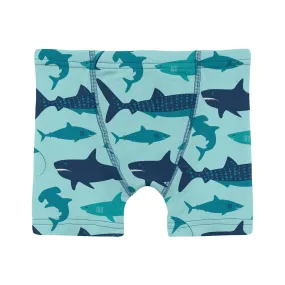 Print Boy's Boxer Brief in Summer Sky Sharks