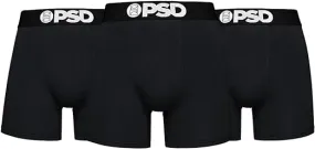 PSD Men's Cotton 3-Pack Mid Length- Blk Boxer Briefs